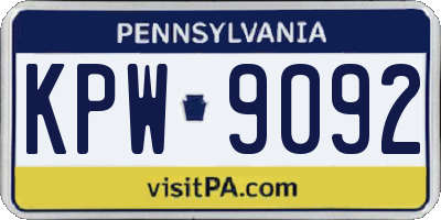 PA license plate KPW9092