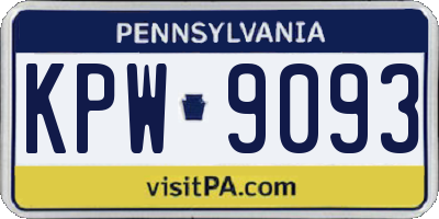 PA license plate KPW9093