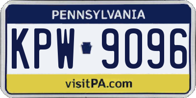 PA license plate KPW9096