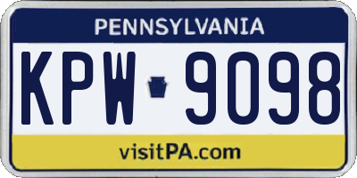 PA license plate KPW9098