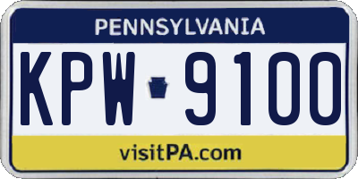 PA license plate KPW9100