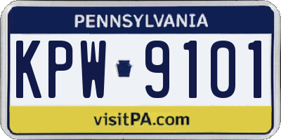 PA license plate KPW9101