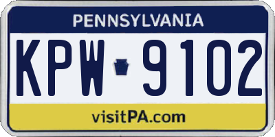 PA license plate KPW9102