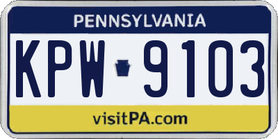 PA license plate KPW9103