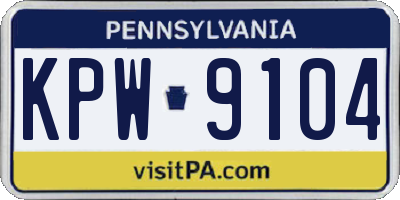 PA license plate KPW9104