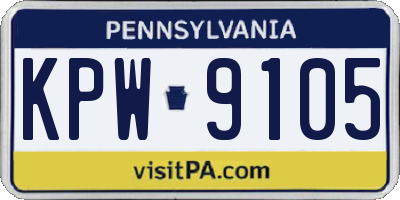 PA license plate KPW9105