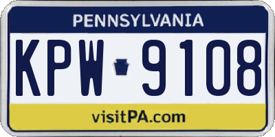PA license plate KPW9108