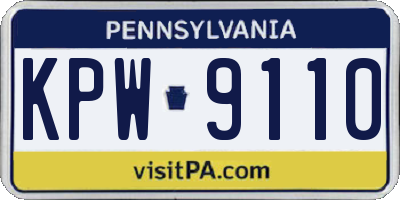 PA license plate KPW9110