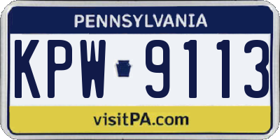 PA license plate KPW9113