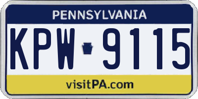 PA license plate KPW9115