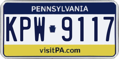 PA license plate KPW9117