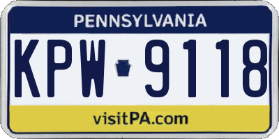 PA license plate KPW9118