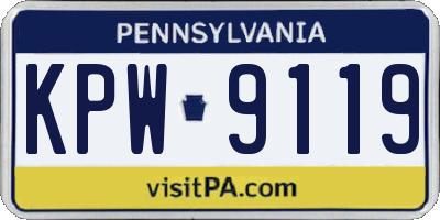 PA license plate KPW9119