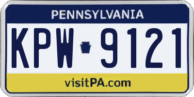 PA license plate KPW9121
