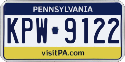 PA license plate KPW9122