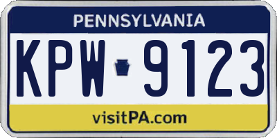PA license plate KPW9123