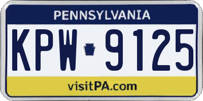 PA license plate KPW9125