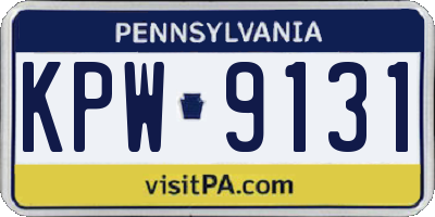 PA license plate KPW9131