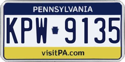 PA license plate KPW9135