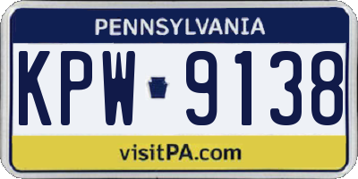 PA license plate KPW9138