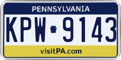 PA license plate KPW9143