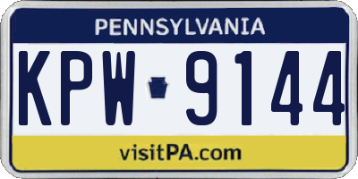 PA license plate KPW9144