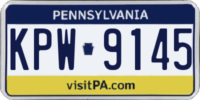 PA license plate KPW9145