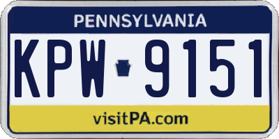 PA license plate KPW9151