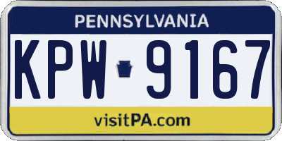 PA license plate KPW9167