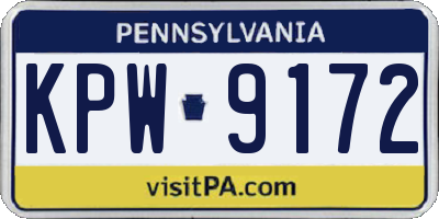 PA license plate KPW9172