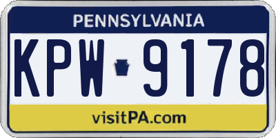 PA license plate KPW9178
