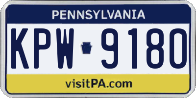 PA license plate KPW9180