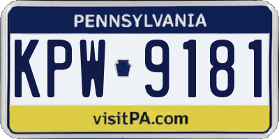 PA license plate KPW9181