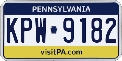 PA license plate KPW9182