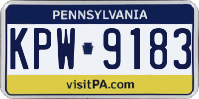 PA license plate KPW9183