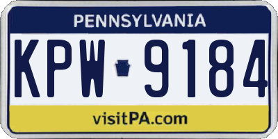PA license plate KPW9184