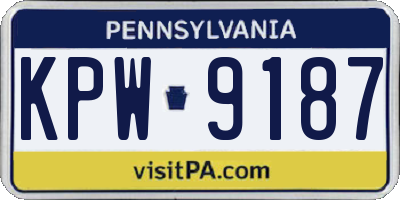 PA license plate KPW9187