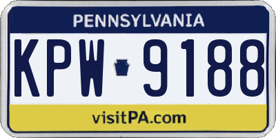 PA license plate KPW9188