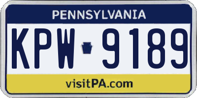 PA license plate KPW9189