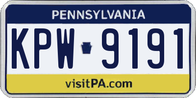 PA license plate KPW9191
