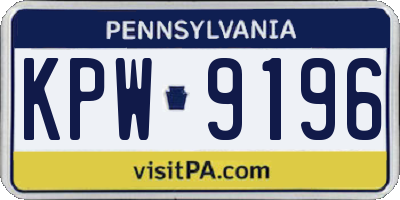 PA license plate KPW9196