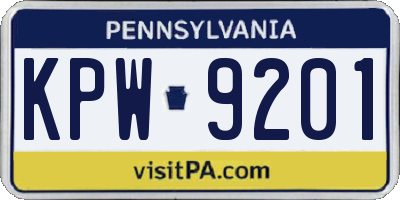 PA license plate KPW9201