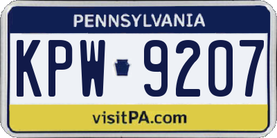PA license plate KPW9207