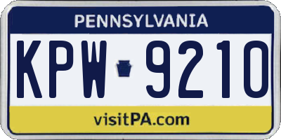 PA license plate KPW9210