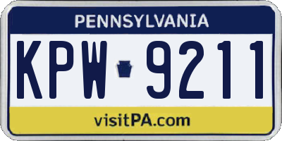 PA license plate KPW9211