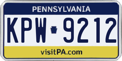PA license plate KPW9212