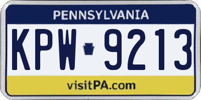PA license plate KPW9213