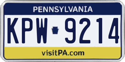 PA license plate KPW9214