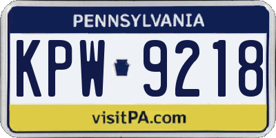 PA license plate KPW9218