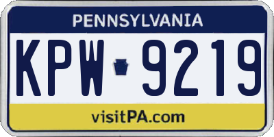 PA license plate KPW9219